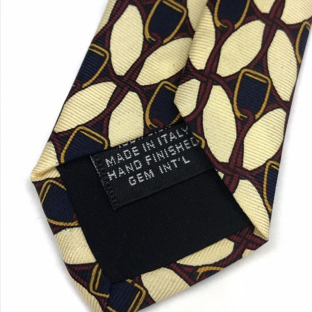 Read Desc. PAOLO GUCCI Designer Luxury Elegant Beige Red Navy Silk Necktie ITALY